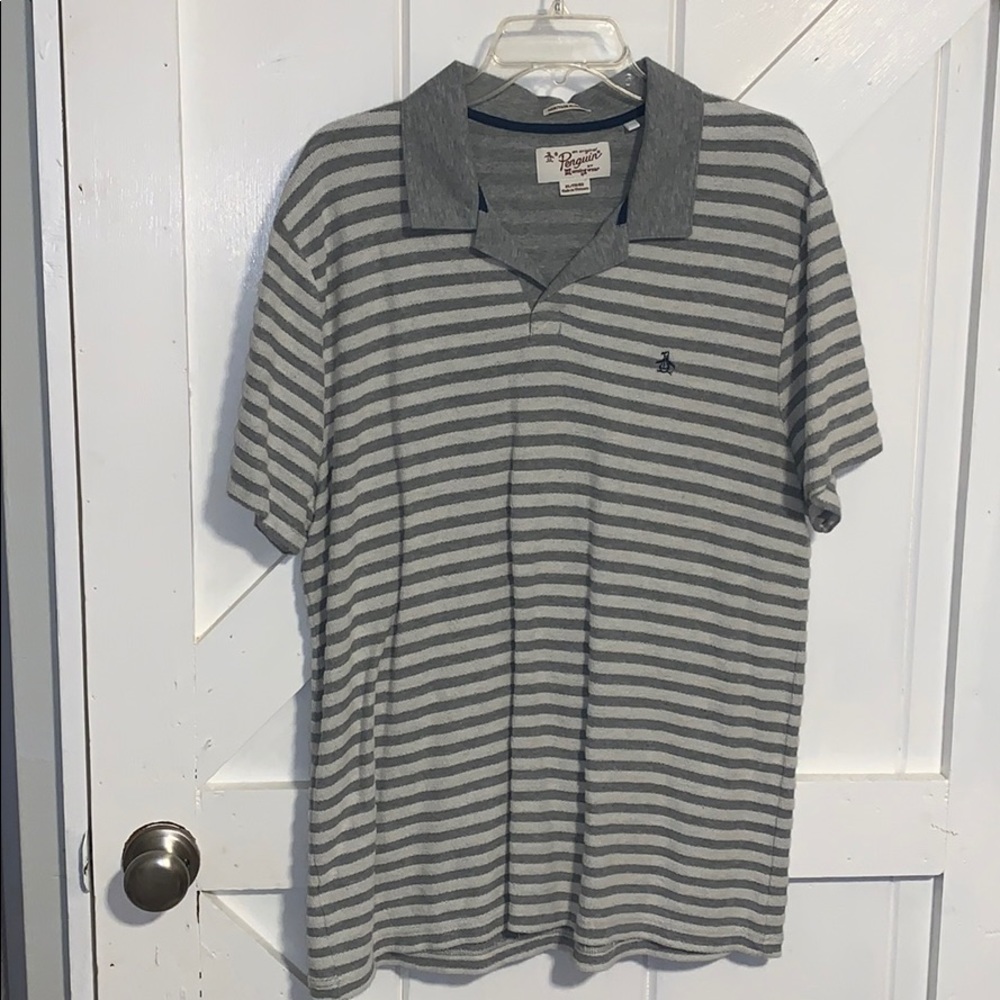 Original penguin gray striped polo xl